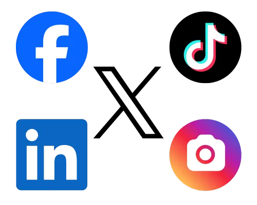 Social media management across LinkedIn, Instagram, Twitter, TikTok, and Facebook